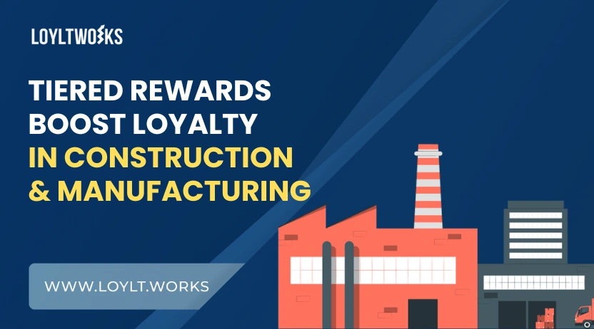 Tiered loyalty program structure for construction and manufacturing partners showing reward tiers like Silver, Gold, and Platinum.